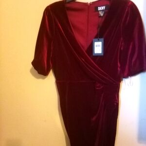 DKNY Women's Velvet Dress - Rich Red